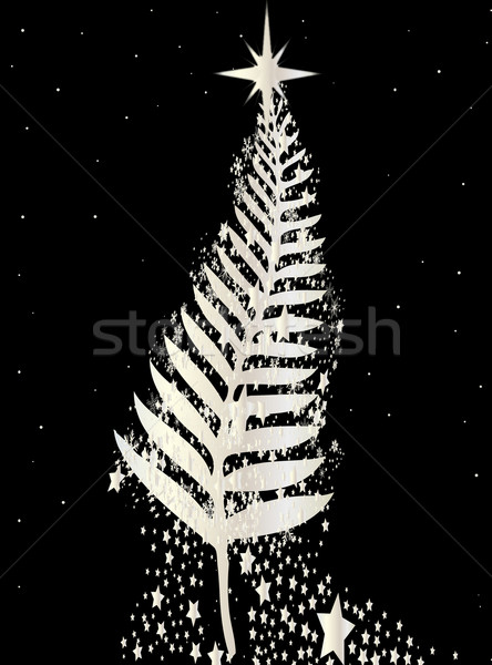 Новая Зеландия серебро папоротник рождественская елка силуэта эмблема Сток-фото © Bigalbaloo