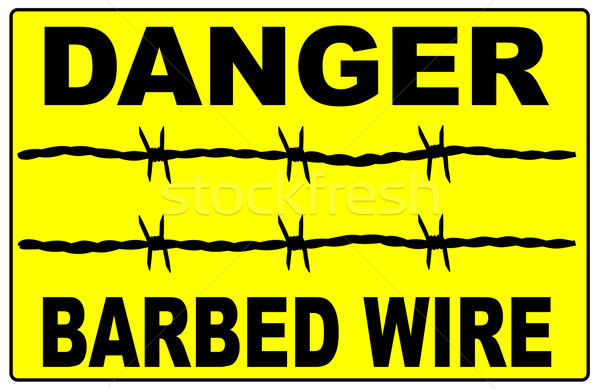 Barbed Wire Warning Sign Stock photo © Bigalbaloo