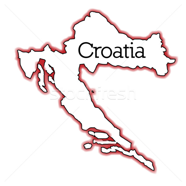 Kroatien Gliederung Karte Land weiß Stock foto © Bigalbaloo