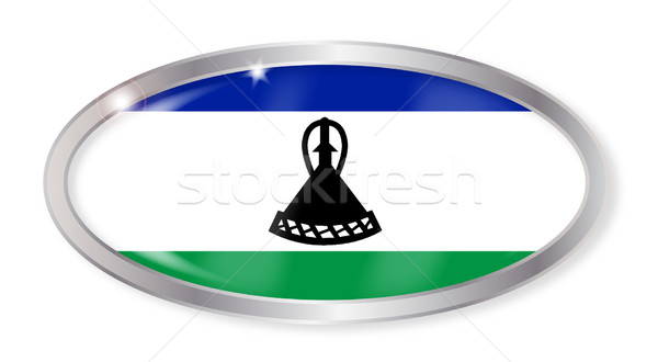 Lesotho pavillon ovale bouton argent isolé [[stock_photo]] © Bigalbaloo
