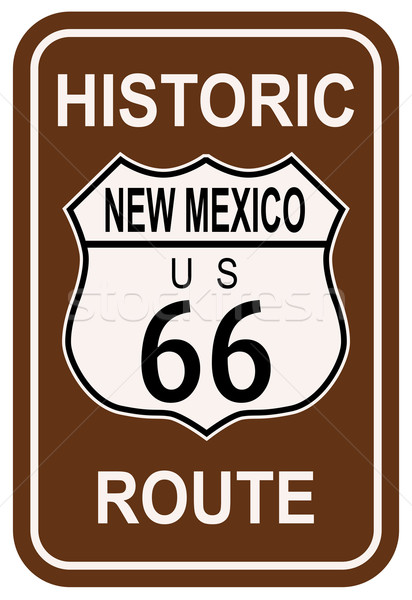 [[stock_photo]]: New · Mexico · historique · route · 66 · panneau · de · signalisation · légende · route