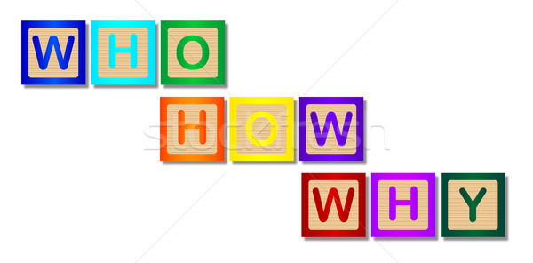 Who How Why Wooden Block Letters Stock photo © Bigalbaloo