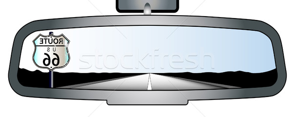 Route 66 spiegel voertuig achteraanzicht tonen teken Stockfoto © Bigalbaloo