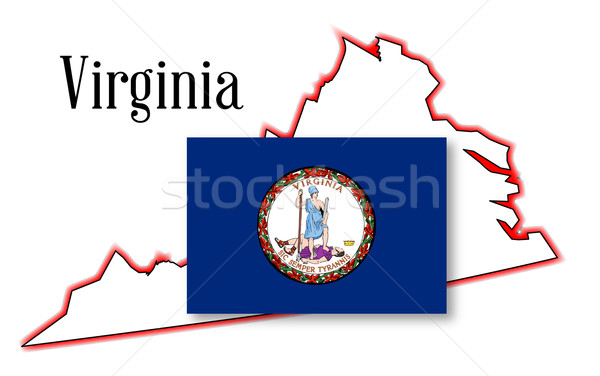 Stock fotó: Virginia · térkép · zászló · skicc · fehér · grafikus