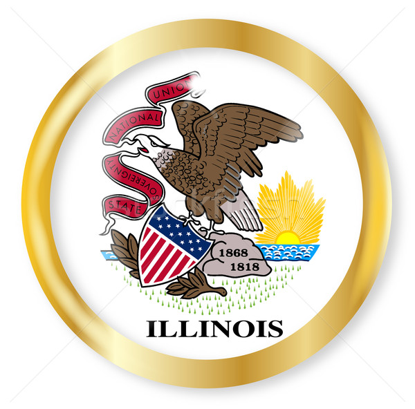 Illinois zászló gomb arany fém körkörös Stock fotó © Bigalbaloo