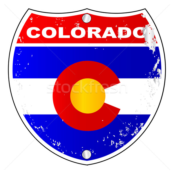 Colorado międzypaństwowy podpisania banderą krzyż biały Zdjęcia stock © Bigalbaloo
