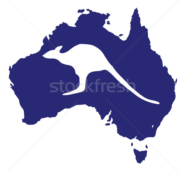 Australia Map With Kangaroo Silhouette Stock photo © Bigalbaloo