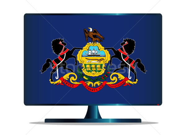 Banderą telewizja ekranie komputera monitor niebieski ekranu Zdjęcia stock © Bigalbaloo