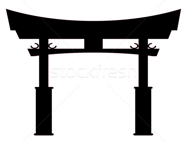 Cancello silhouette tipico japanese bianco sfondo Foto d'archivio © Bigalbaloo