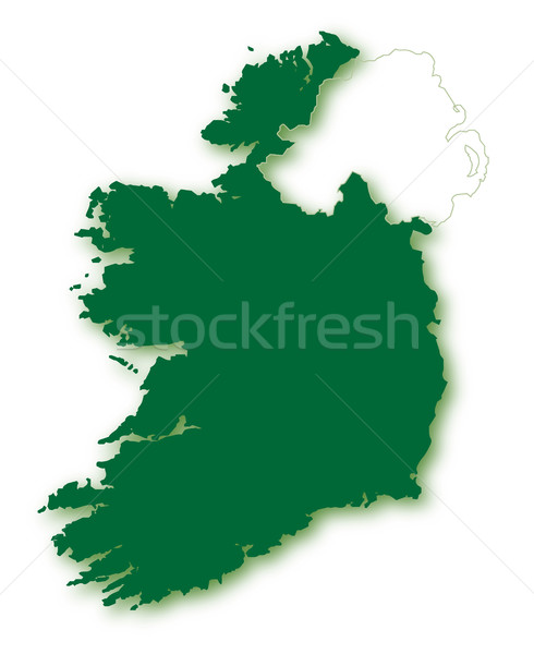 Silhouette carte sud Irlande vert blanche Photo stock © Bigalbaloo