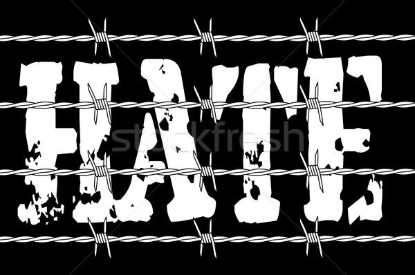 Ură sârmă ghimpată cuvant in spatele gard negru Imagine de stoc © Bigalbaloo