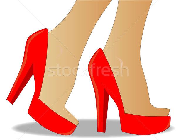 Czerwony buty pary kobieta kobiet moda Zdjęcia stock © Bigalbaloo