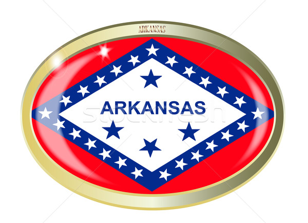 Arkansas zászló ovális gomb fém izolált Stock fotó © Bigalbaloo