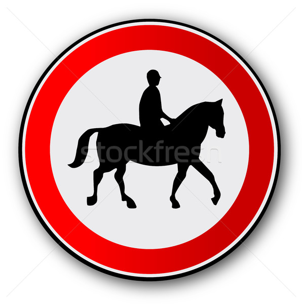 Horse and Rider Road Traffic Sign Stock photo © Bigalbaloo