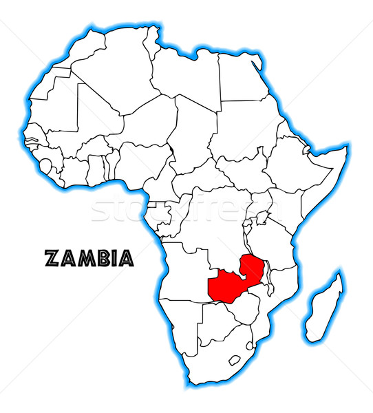 Zambia contorno mappa africa bianco nero Foto d'archivio © Bigalbaloo