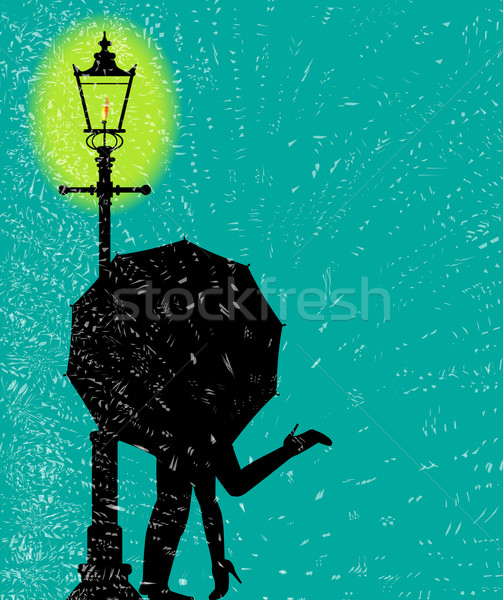 Lamppost In the Rain Stock photo © Bigalbaloo