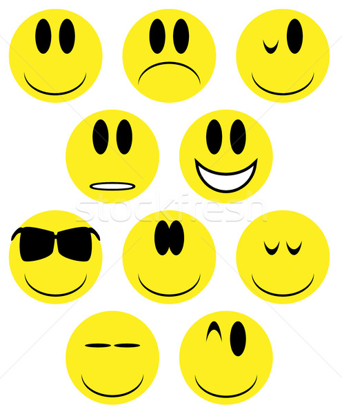 黃色 面對 圖標 採集 十 微笑 商業照片 © Bigalbaloo