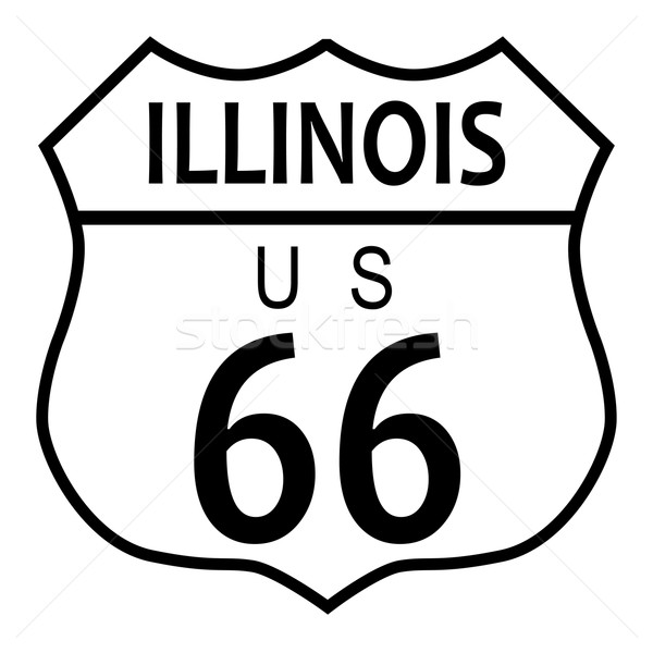 Route 66 Illinois panneau de signalisation blanche nom route [[stock_photo]] © Bigalbaloo