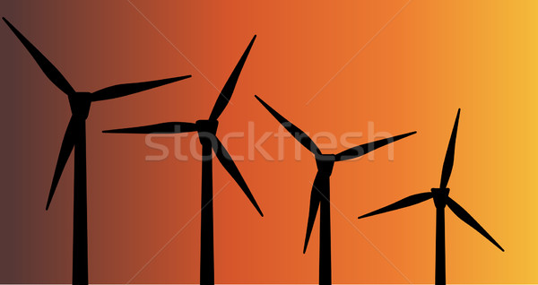 Windpark Silhouette Technologie Kunst Macht Stock foto © Bigalbaloo