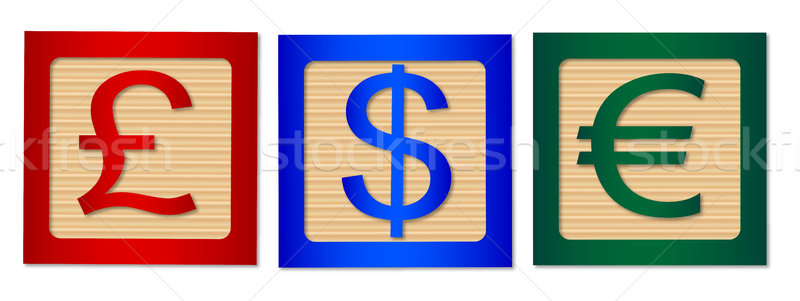 Money SIgn Wood Blocks Stock photo © Bigalbaloo