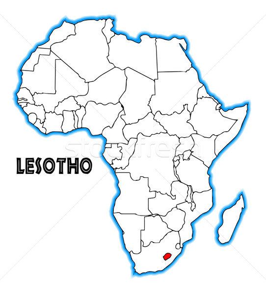 Lesotho carte Afrique blanche noir [[stock_photo]] © Bigalbaloo