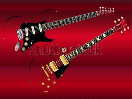 Zwarte schoonheid elektrische gitaar rock rollen gitaar Stockfoto © Bigalbaloo