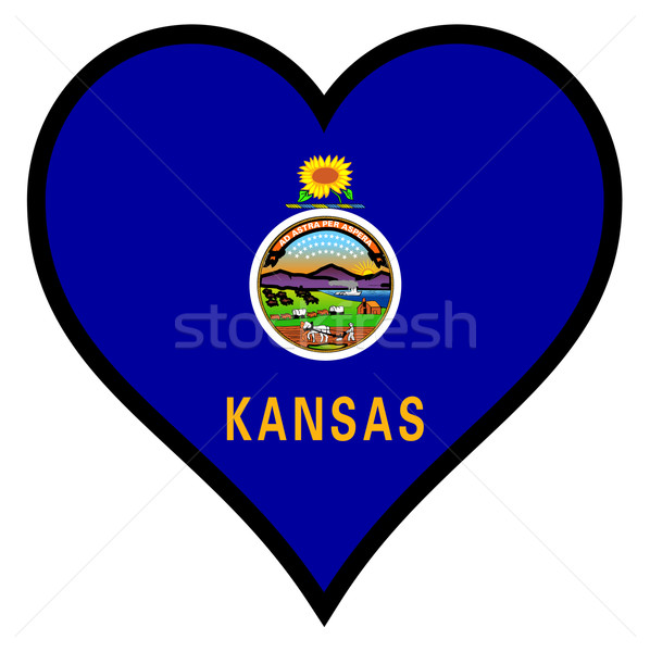 Amore Kansas bandiera cuore tutti bianco Foto d'archivio © Bigalbaloo