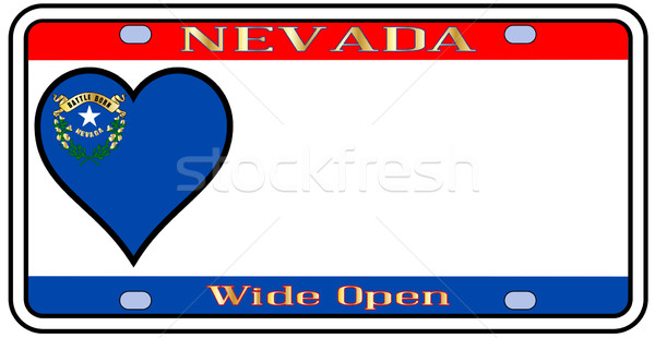 Nevada tablica rejestracyjna kolory banderą ikona biały Zdjęcia stock © Bigalbaloo