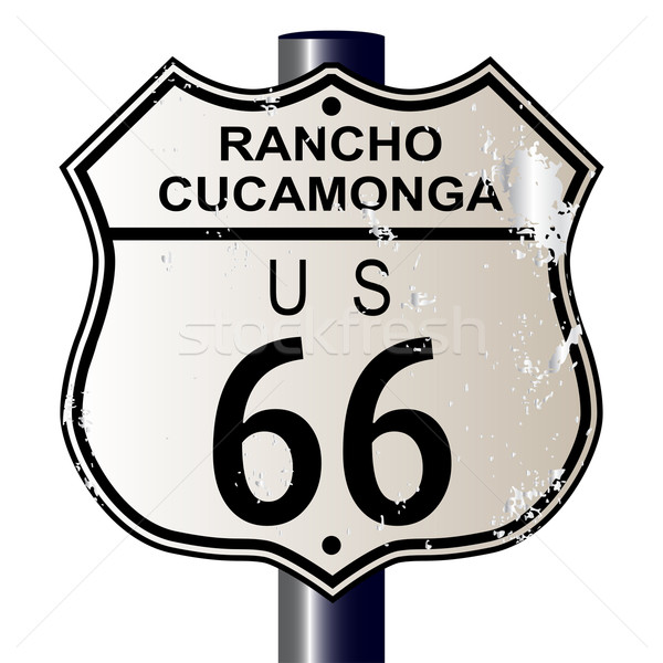 Route 66 teken verkeersbord witte legende route Stockfoto © Bigalbaloo