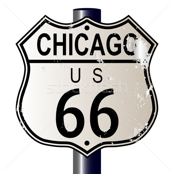 Chicago route 66 otoyol işareti trafik işareti beyaz efsane Stok fotoğraf © Bigalbaloo