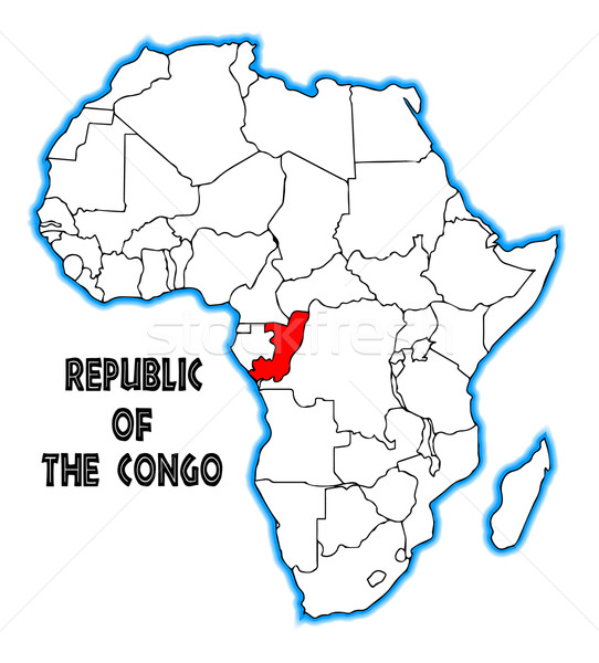 Foto stock: República · Congo · mapa · África · branco