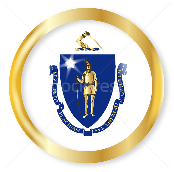 Массачусетс флаг кнопки золото металл Сток-фото © Bigalbaloo