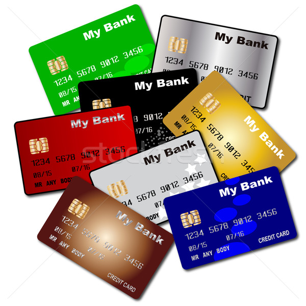 Débit carte de crédit ensemble crédit cartes blanche [[stock_photo]] © Bigalbaloo