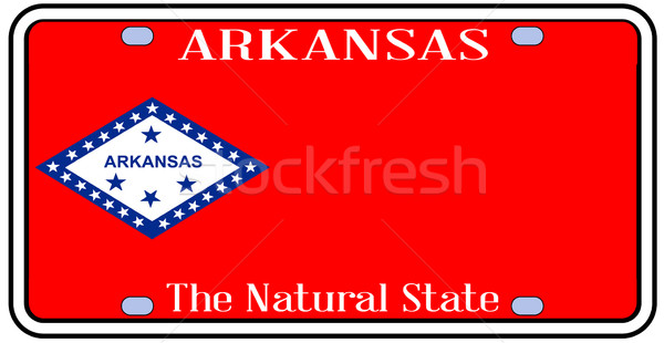 Арканзас номерной знак цветами флаг иконки белый Сток-фото © Bigalbaloo