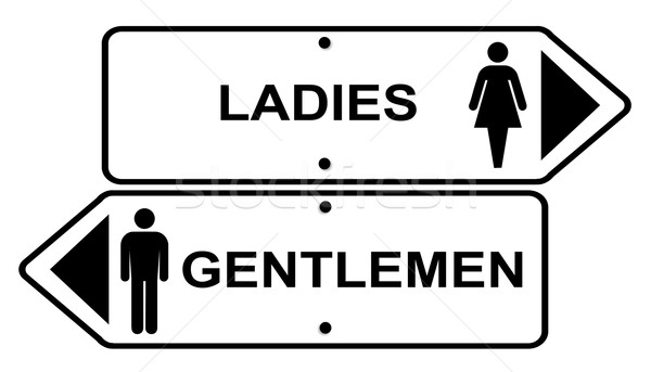 Kadınlar beyler iki işaretleri sabit ahşap Stok fotoğraf © Bigalbaloo