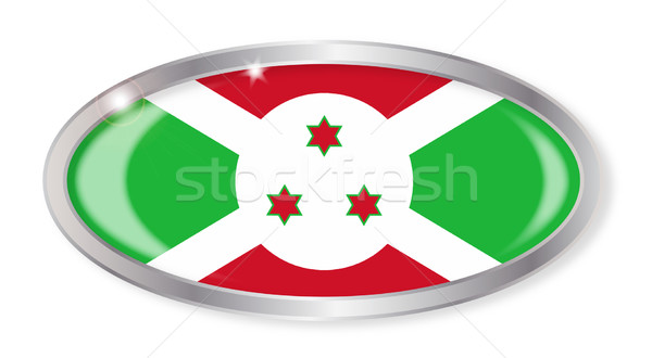 Burundi zászló ovális gomb ezüst izolált Stock fotó © Bigalbaloo