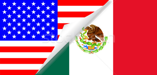 United States and Mexico Flags Combined Stock photo © Bigalbaloo