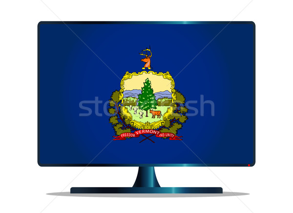 Banderą telewizja ekranie komputera monitor niebieski ekranu Zdjęcia stock © Bigalbaloo