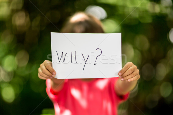 Girl with Why sign Stock photo © bigandt