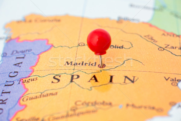 Red Pushpin on Map of Spain Stock photo © bigandt