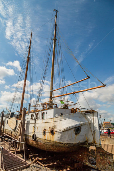 Stock photo: Large sailing boat in dock