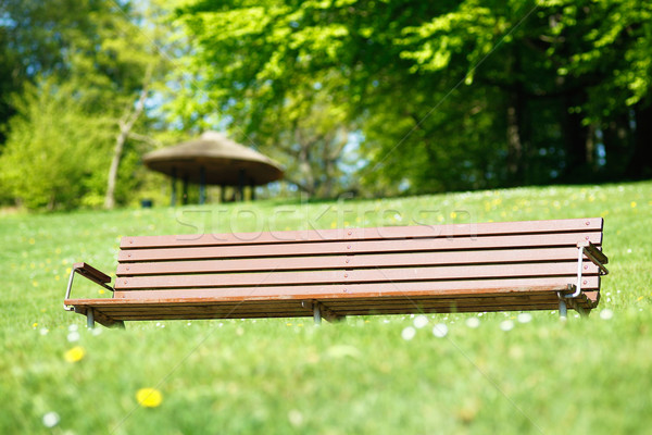 空的 長凳 公園 夏天 時間 草 商業照片 © bigandt
