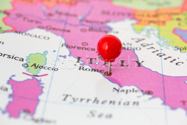 Red Pushpin on Map of Italy Stock photo © bigandt
