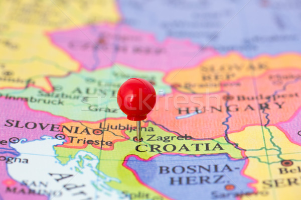Red Pushpin on Map of Croatia Stock photo © bigandt