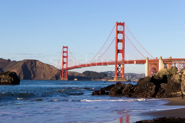 Golden Gate Bridge Strand Wasser Meer Metall Ozean Stock foto © bigjohn36