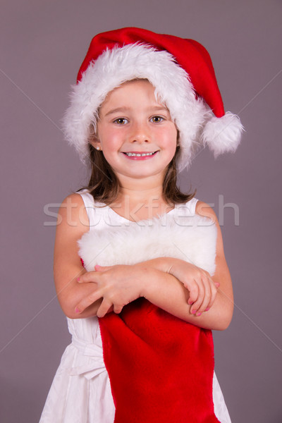 Little girl natal meia menina vermelho seis Foto stock © bigjohn36