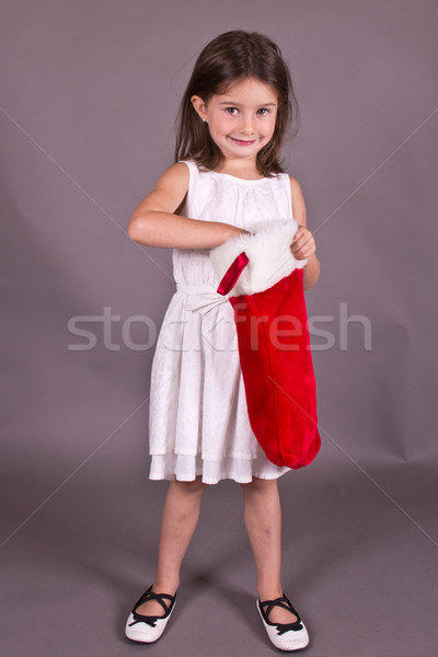 Little girl natal lotação menina inverno vermelho Foto stock © bigjohn36