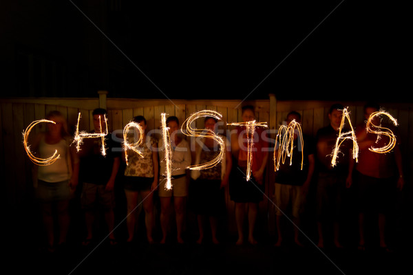 The word Christmas in sparklers time lapse photography Stock photo © bigjohn36