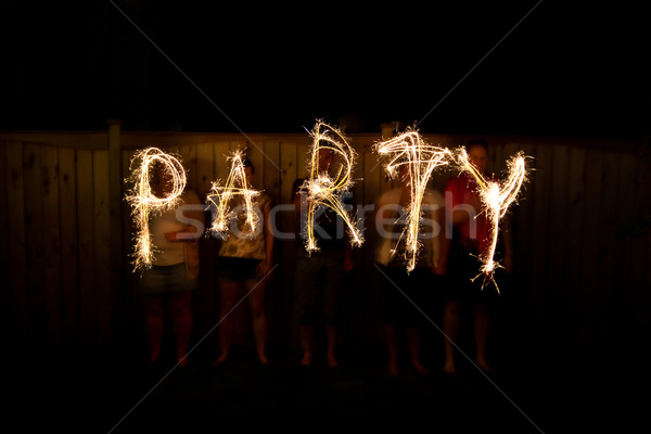 The word Party in sparklers time lapse photography Stock photo © bigjohn36