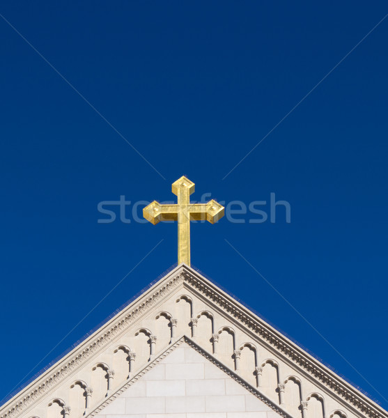 Cristão atravessar igreja blue sky telhado EUA Foto stock © bigjohn36
